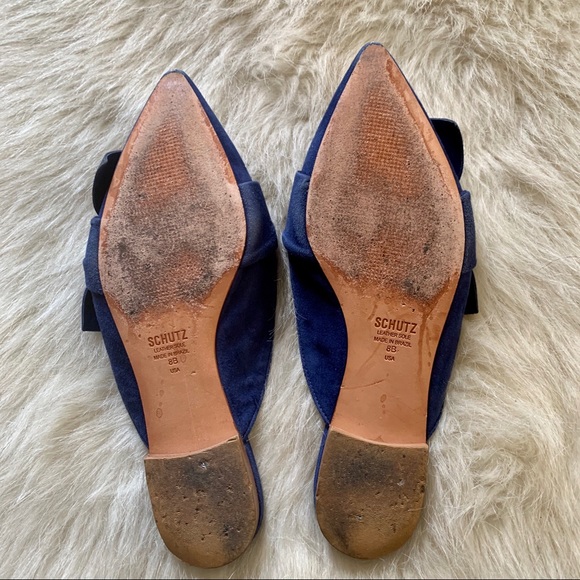 Schutz blue suede D'ana Knotted Loafer Mule - Picture 5 of 6